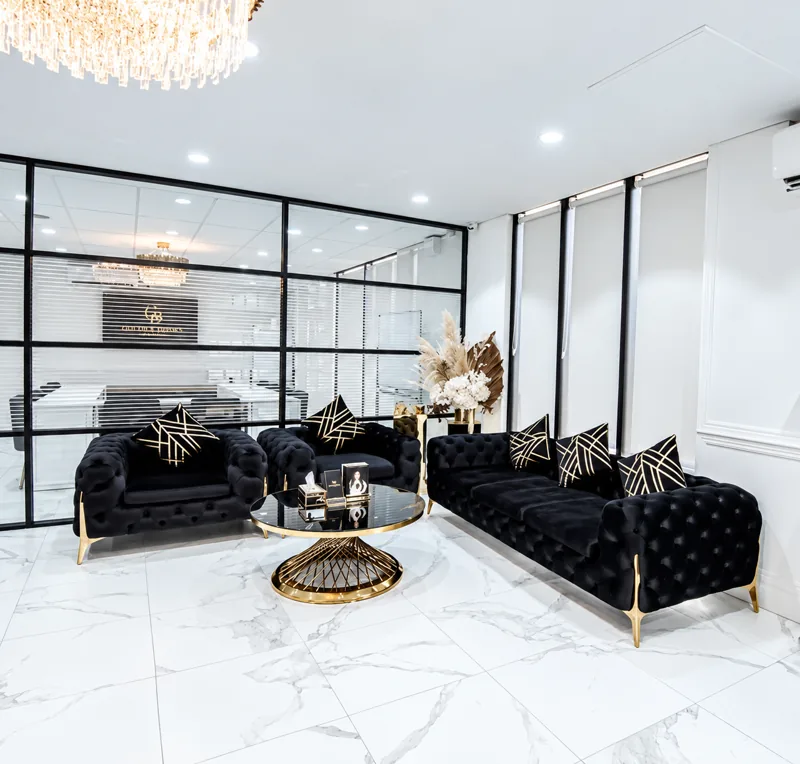 The lounge at Golden Brows Academy