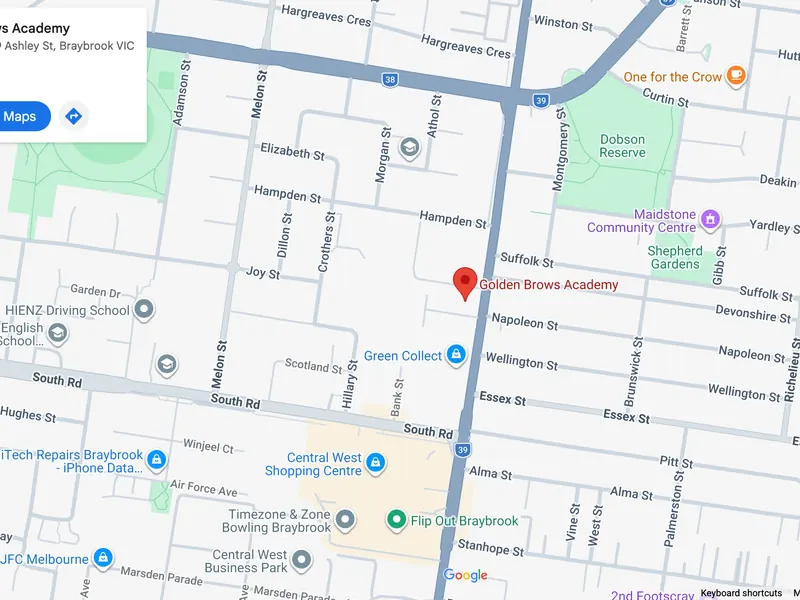 Map: Golden Brows Academy, 16B/77-79 Ashley Street, Braybrook