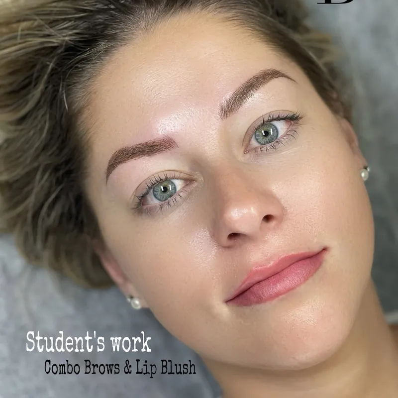 Student's work: combination brows and lip blush